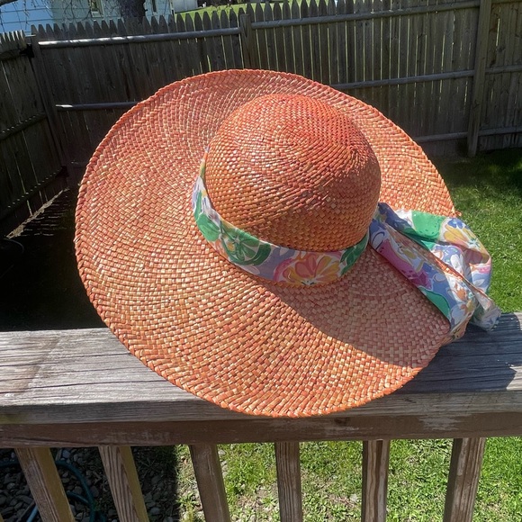 Vintage Straw Floral Beach Hat - Picture 4 of 5